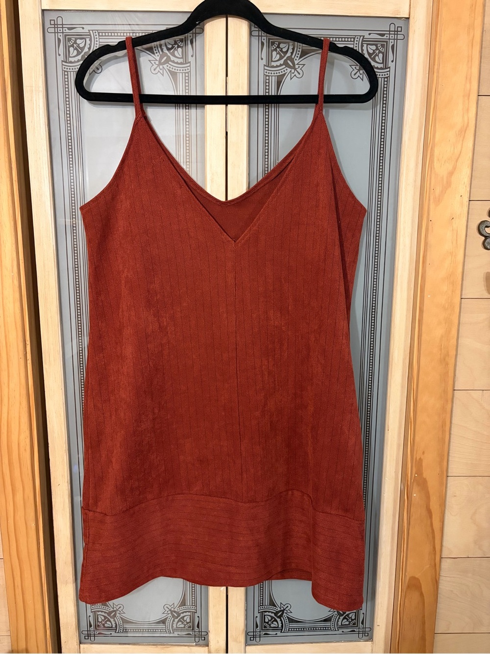 fab'rik Ribbed Rust-Tone Slip Dress - Picture 2 of 3